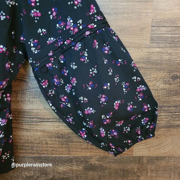 Lane Bryant Floral Tunic Top 26 Balloon Sleeve V Neck Ethereal Cottagecore - Picture 2 of 13